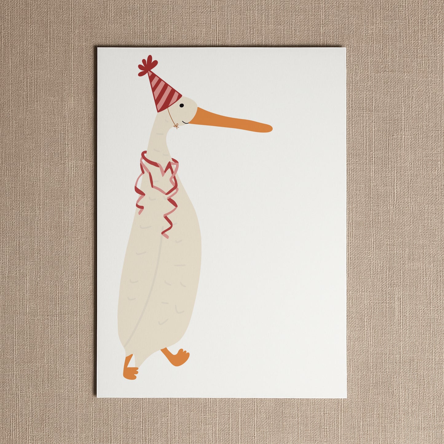 "Gans mit rosa Partyhut" Postkarte