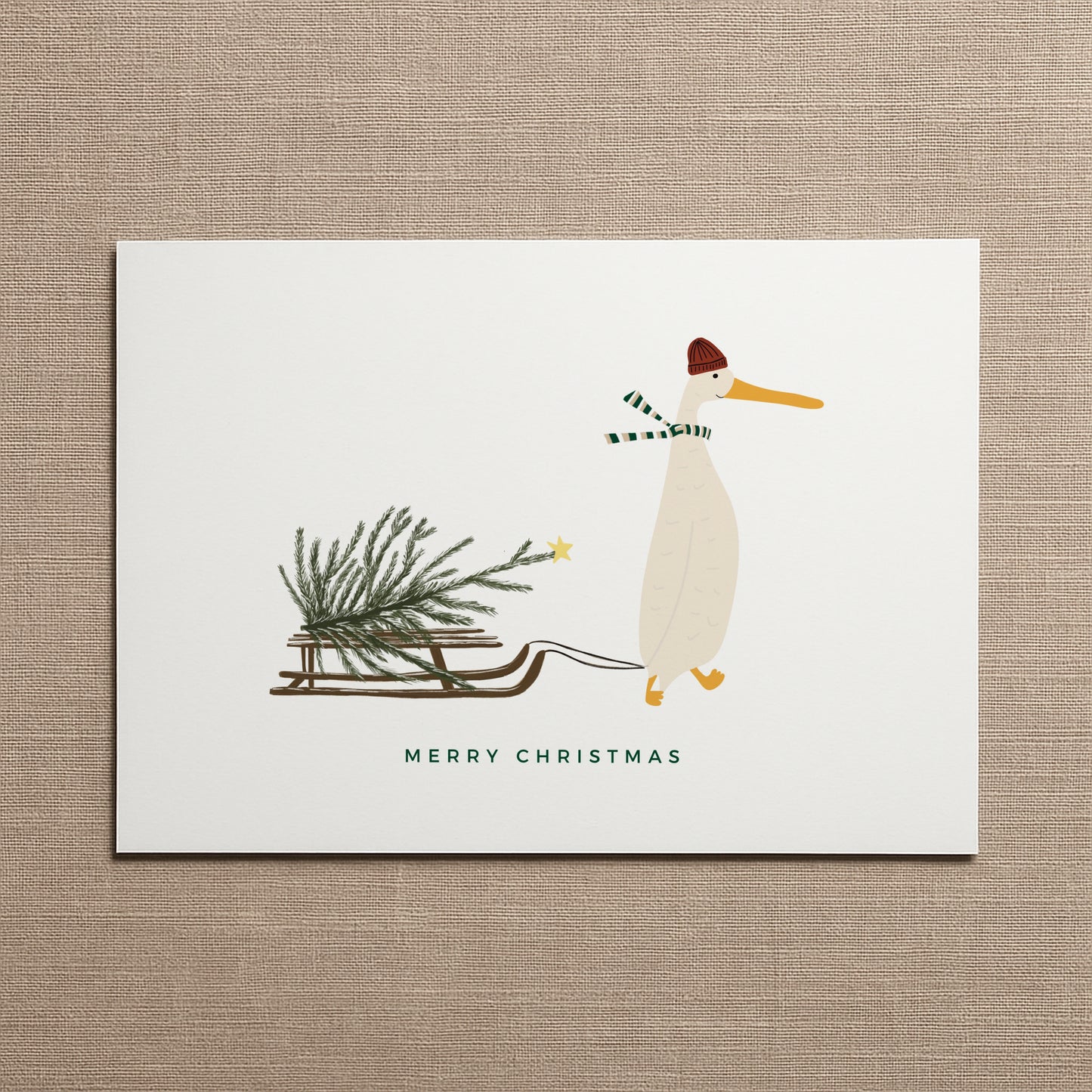 "Gans mit Schlitten" Klappkarte