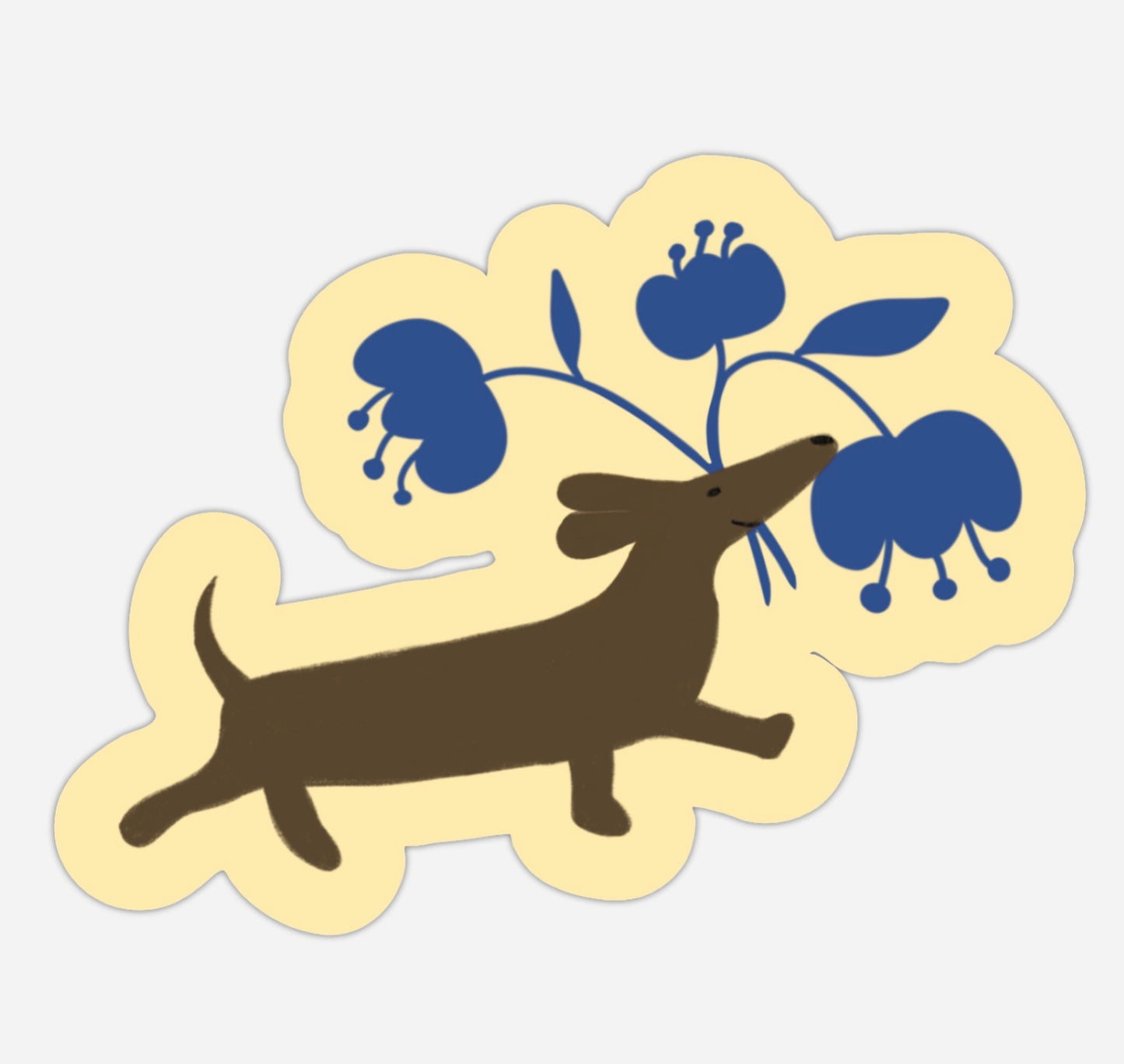 Sticker "Blaue Blume Dackel"
