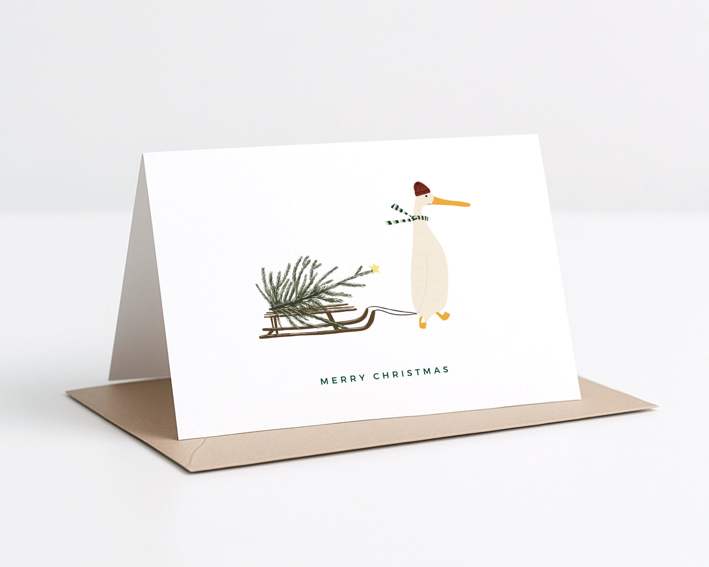 "Gans mit Schlitten" Klappkarte