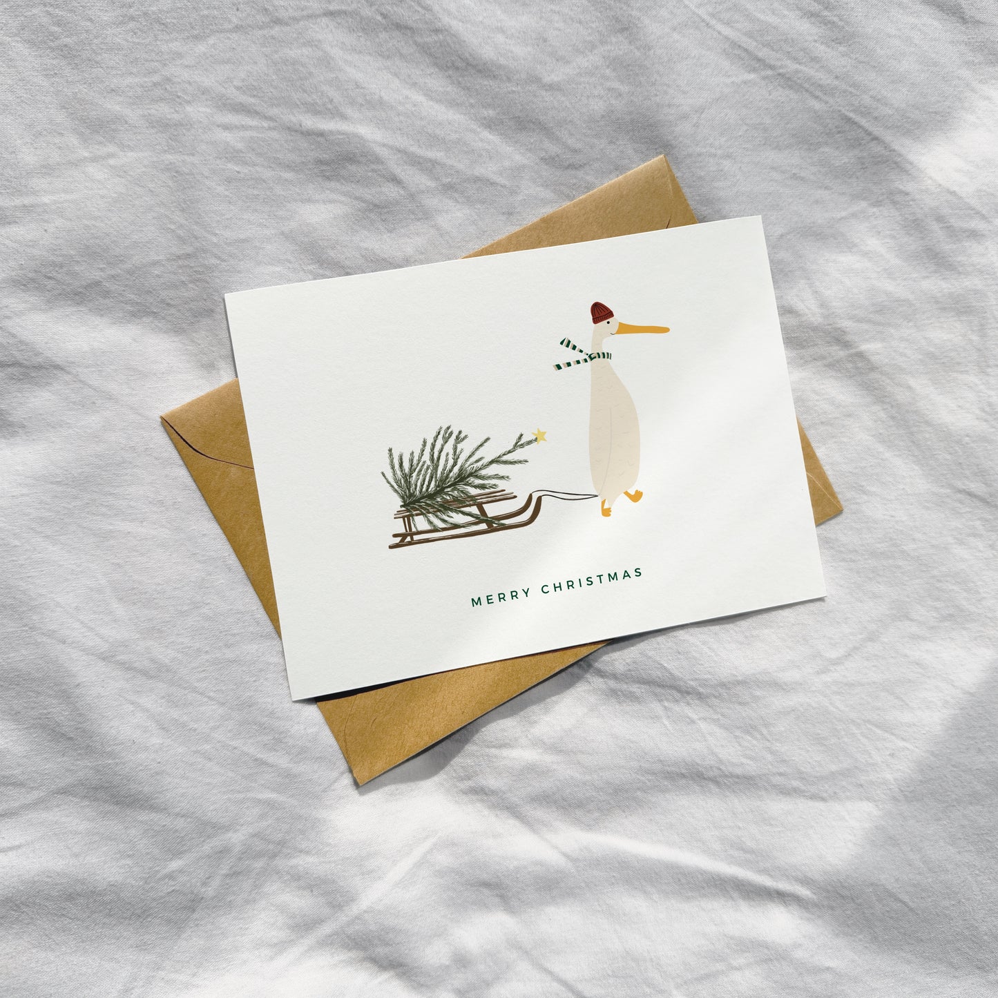 "Gans mit Schlitten" Klappkarte