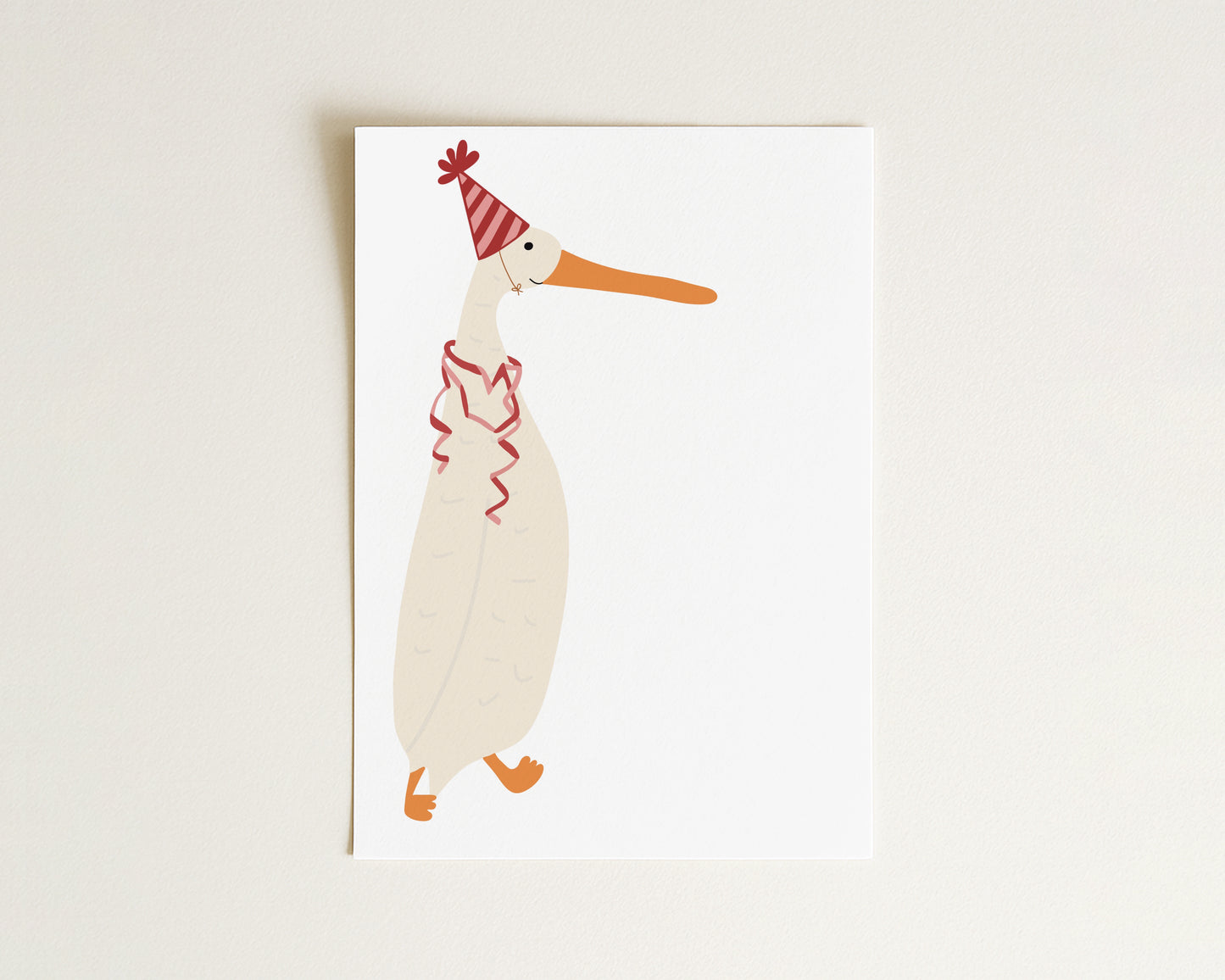 "Gans mit rosa Partyhut" Postkarte
