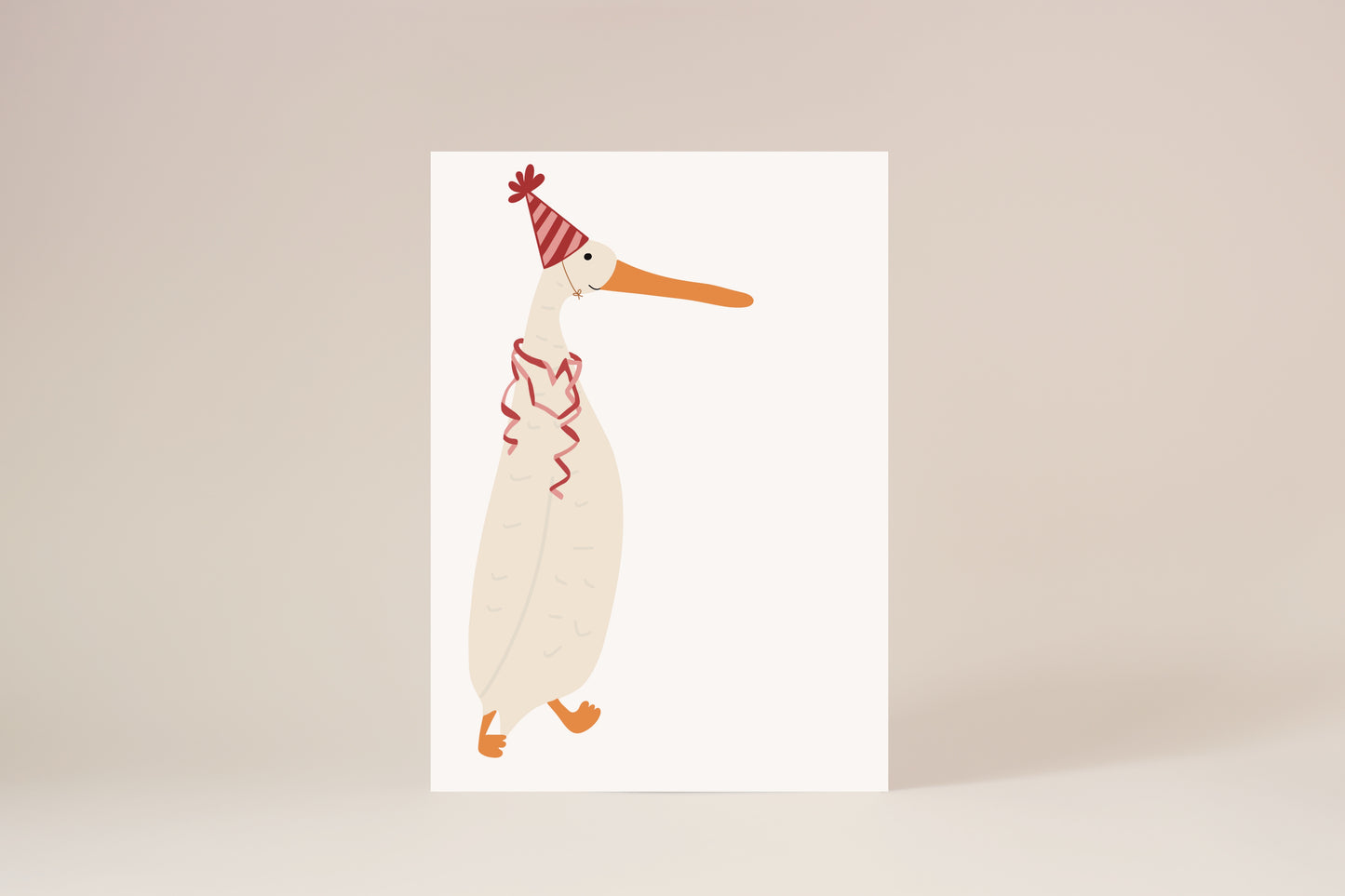 "Gans mit rosa Partyhut" Postkarte